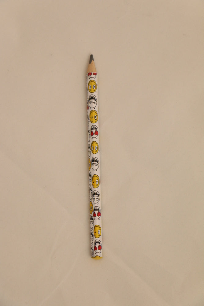 Blyant jumbo hvid m/smiley ansigter