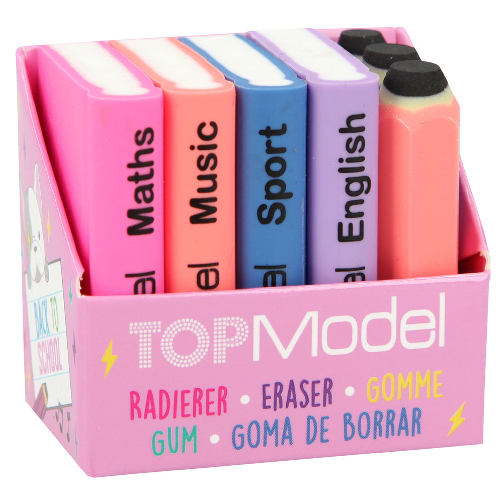 Viskelædersæt TOPModel bøger og blyanter dog
