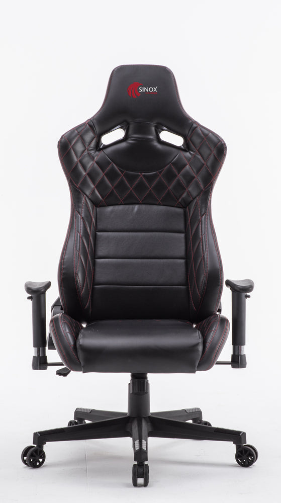 Sinox gaming stol sort med røde syninger