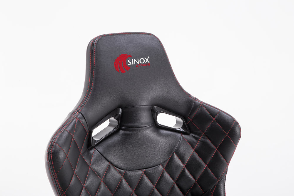 Sinox gaming stol sort med røde syninger