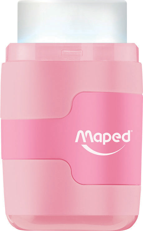 Blyantspidser og viskelæder Maped connect pastel asst.