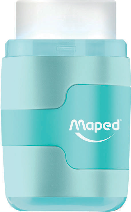 Blyantspidser og viskelæder Maped connect pastel asst.