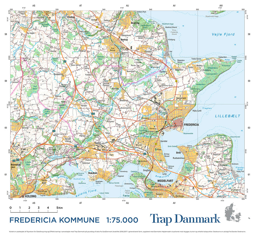 Trap Danmark: Falset kort over Fredericia Kommune
