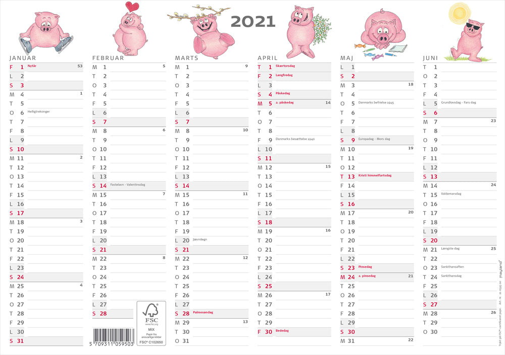 Kontorkalender A4 humor grise 2021 30 x 21 Mayland