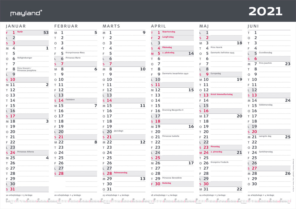 Kontorkalender A3 moderne 2021 42 x 30 cm Mayland