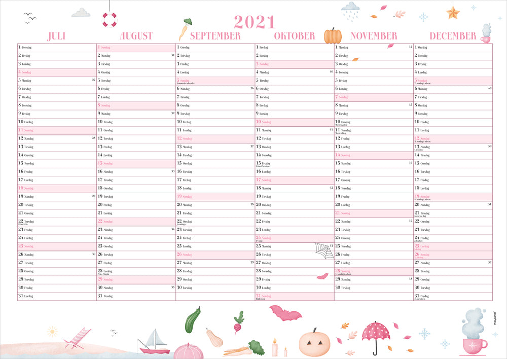 Vægkalender A3 annies 2021 30 x 42 cm Mayland
