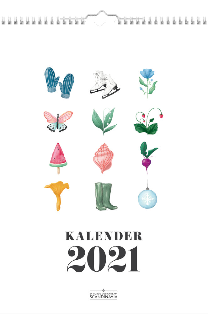 Vægkalender A4 annies årsillustrationer 2021 Mayland