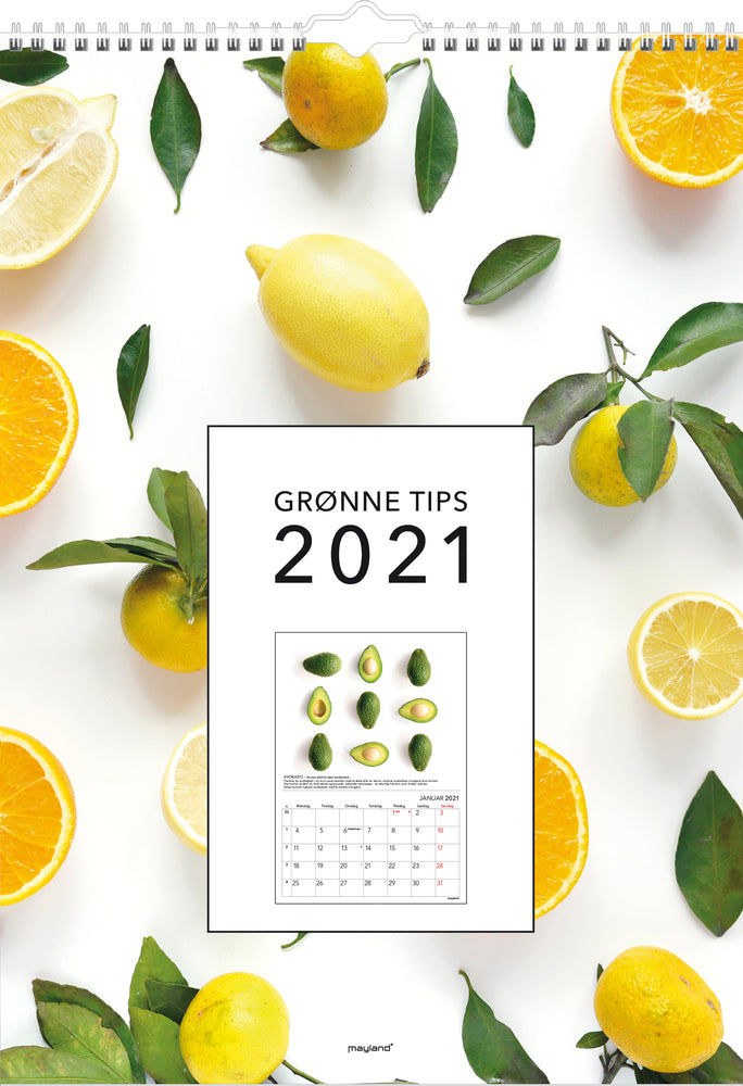 Vægkalender A4 grønne tips 2021 Mayland