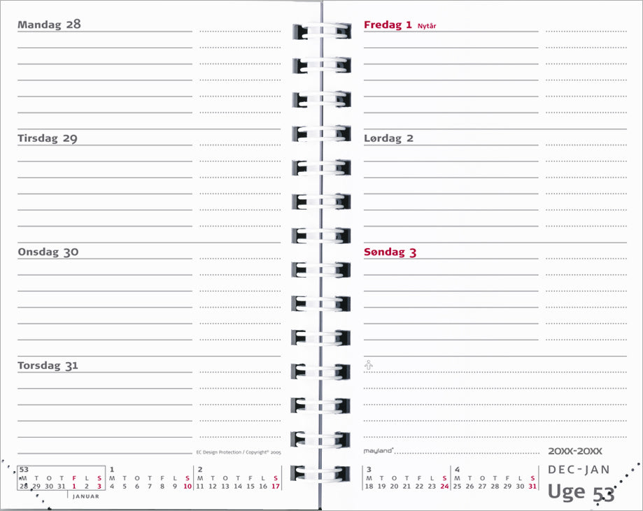 Mini planner tværformat refill 2021 8 x 13 cm Mayland