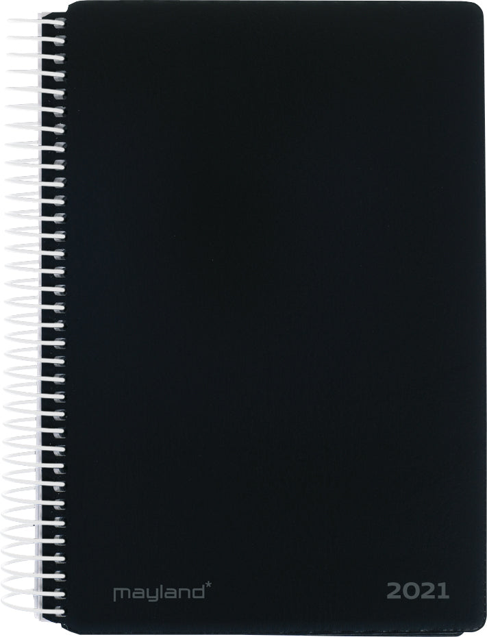 Spiralkalender 1 dag pp sort 2021 12 x 17 cm Mayland