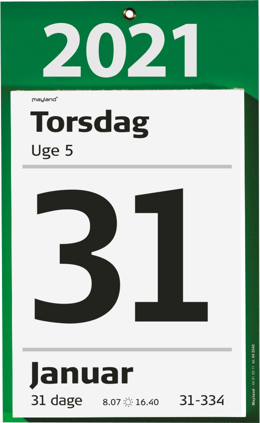Kæmpe afrivningskalender 2021 17 x 24 cm Mayland