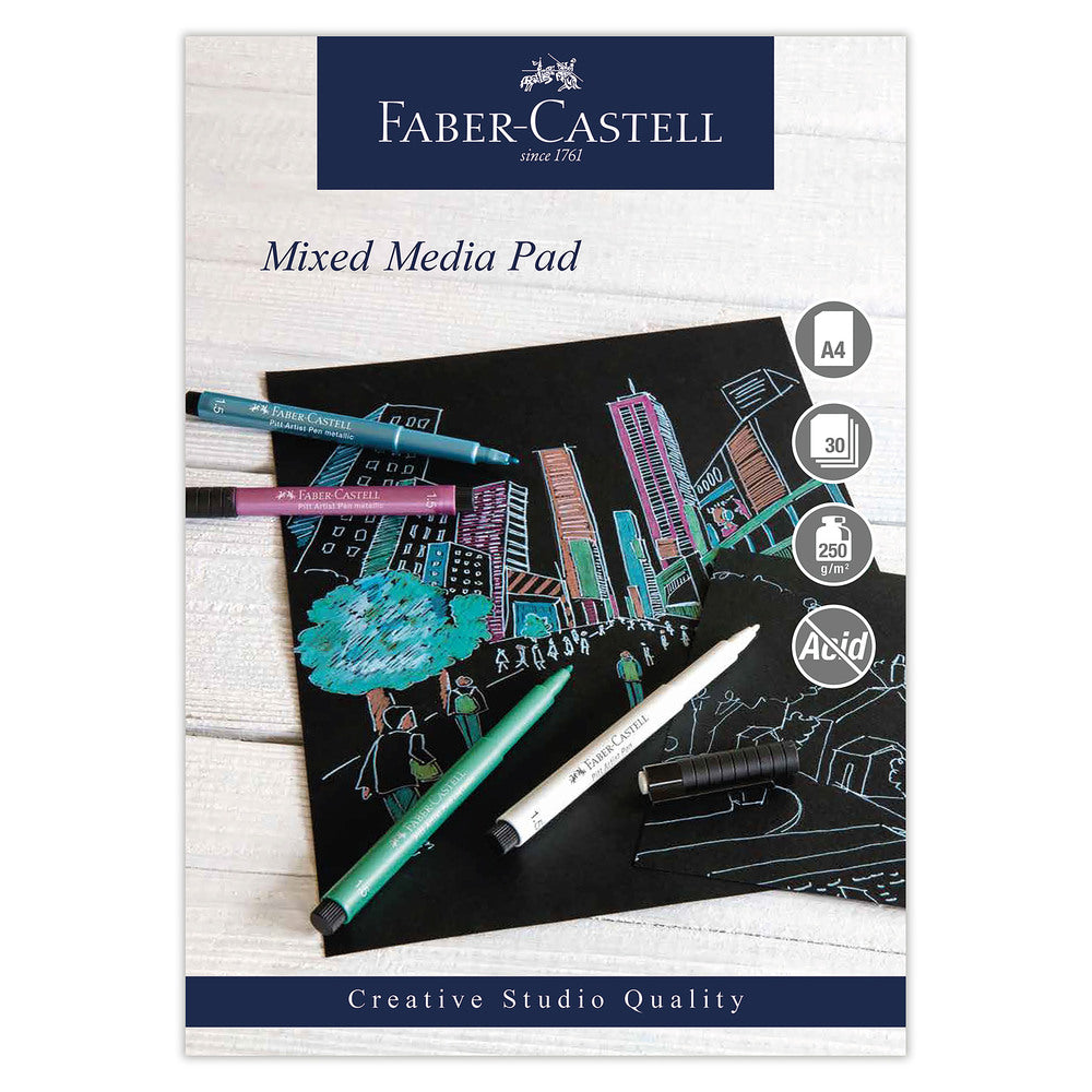 Blok Faber-Castell mixed A4 sort papir 250g syrefri 30ark