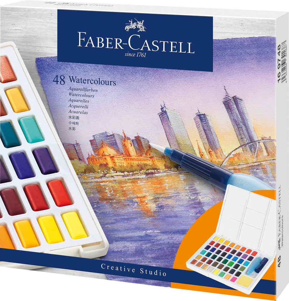 Watercolour Faber-Castell 48 ass i palette+water brush