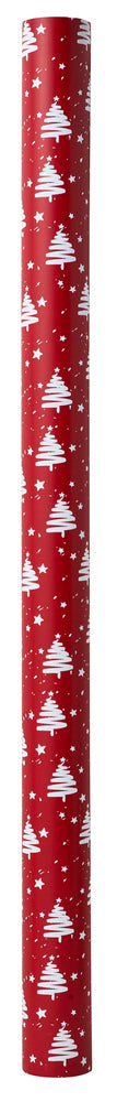 Gavepapir rød m/juletræ hvide 3 m x 70 cm