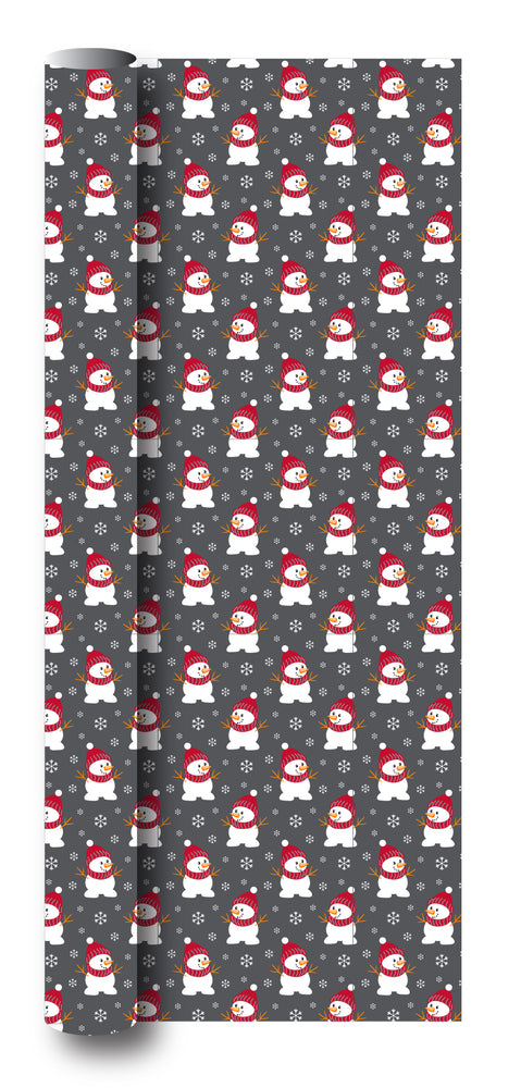 Gavepapir mørkegrå m/snemand 3 m x 70 cm