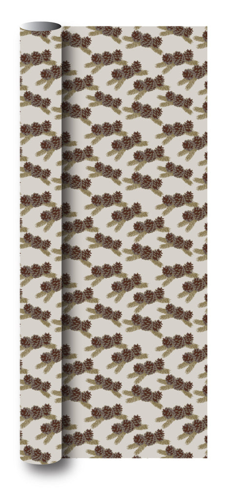 Gavepapir guld metallic kogler/grangren 3 m x 70 cm