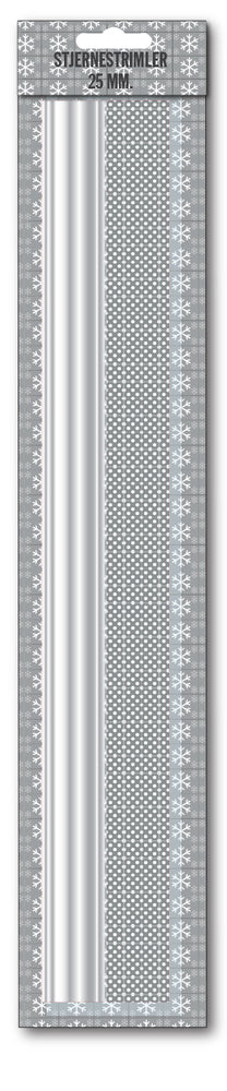 Stjernestrimler sølv glitter/metallic 25 mm 20 stk