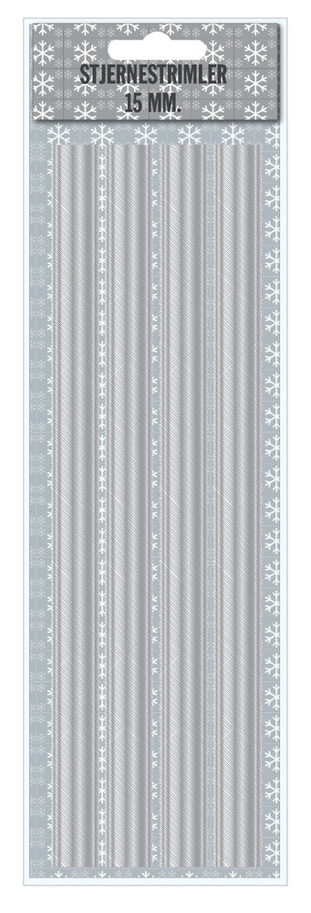 Stjernestrimler sølv brushed net 15 mm 20 stk