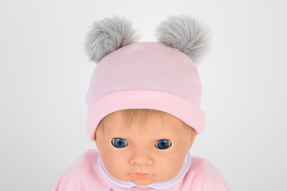 Tiny treasures dukke blond girl in rose pom pom outfit