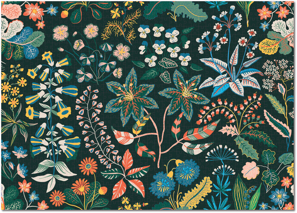 Zen puslespil sort med blomster 1000 brikker