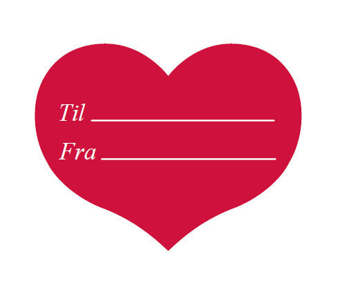 Gavemærke til/fra stickers jul rødt hjerte rl a 500 stk
