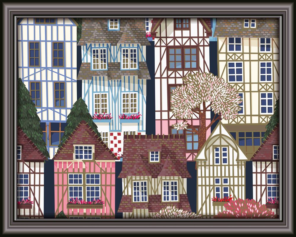 Diamond Art huse lærred m/ramme 40x50 cm
