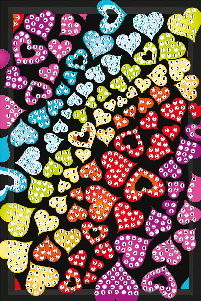 Diamond Art børn hjerter 10x15 cm