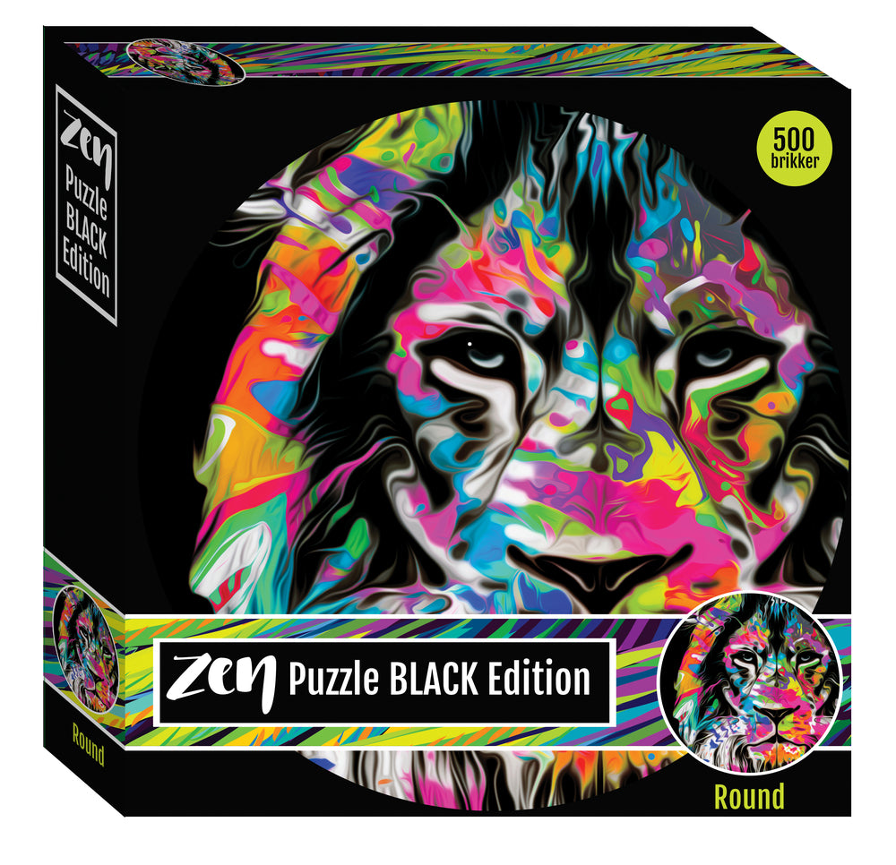 Zen puslespil black løve 500 brikker rund