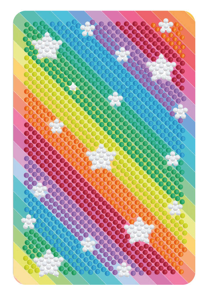 Diamond Art striber regnbue farver m/stjerner 10x15 cm