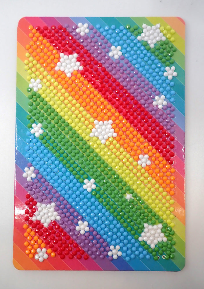 Diamond Art striber regnbue farver m/stjerner 10x15 cm