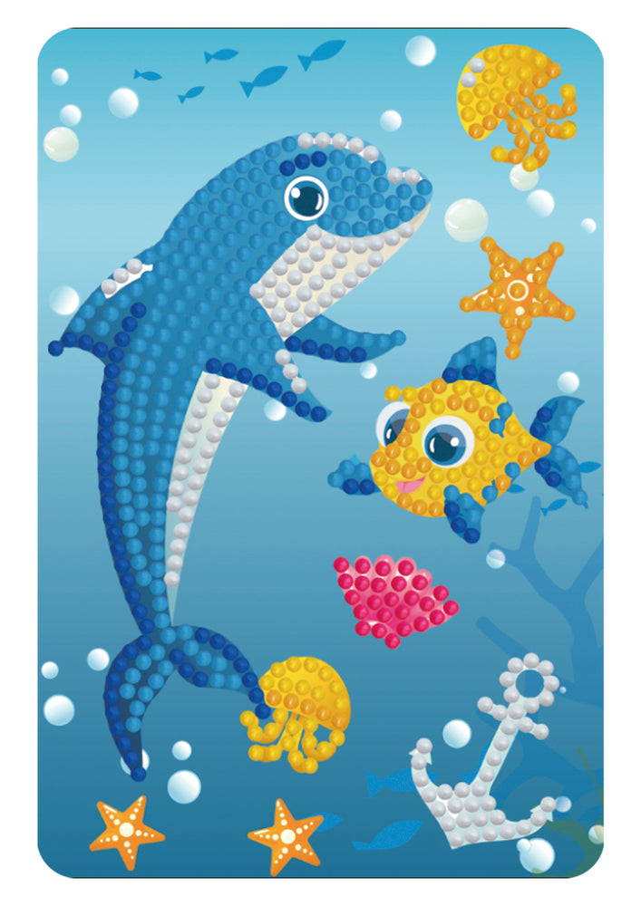 Diamond Art delfin, nemo fisk 10x15 cm