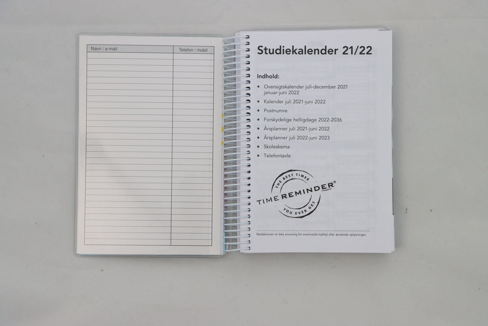Studiekalender basis 2021/22 stor 4 i 1 dag