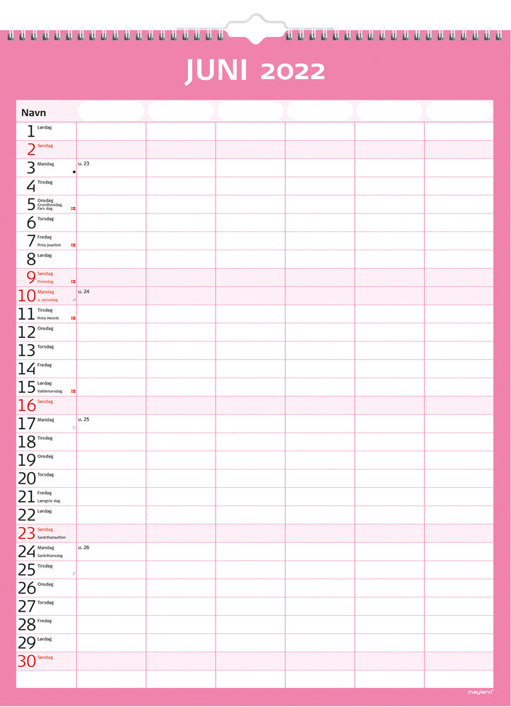 SKOLEÅRSKALENDER FAMILIE 21/22 MAYLAND SIMPLY 6 PERSONER
