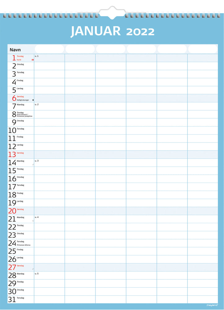 SKOLEÅRSKALENDER FAMILIE 21/22 MAYLAND SIMPLY 6 PERSONER