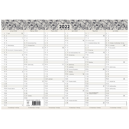STUDIEKALENDER 21/22 MAYLAND A4 KARTON 2X6 MÅNEDERS OVERSIGT