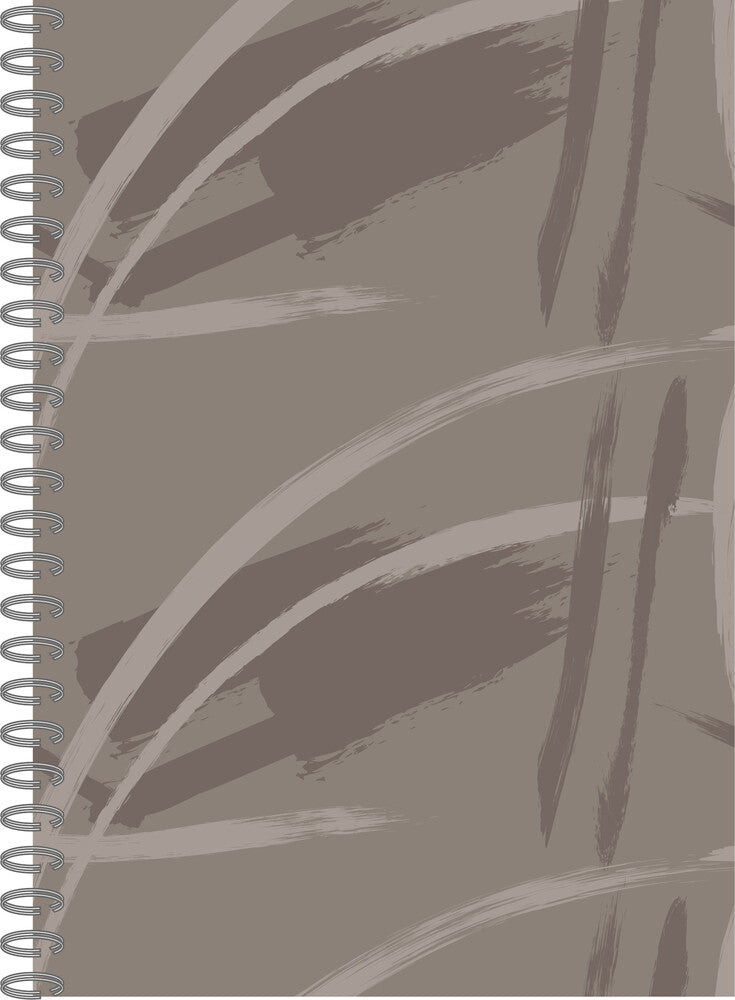 Notesbog spiral A5 linjeret brun m/lak penselstrøg/abstrakt
