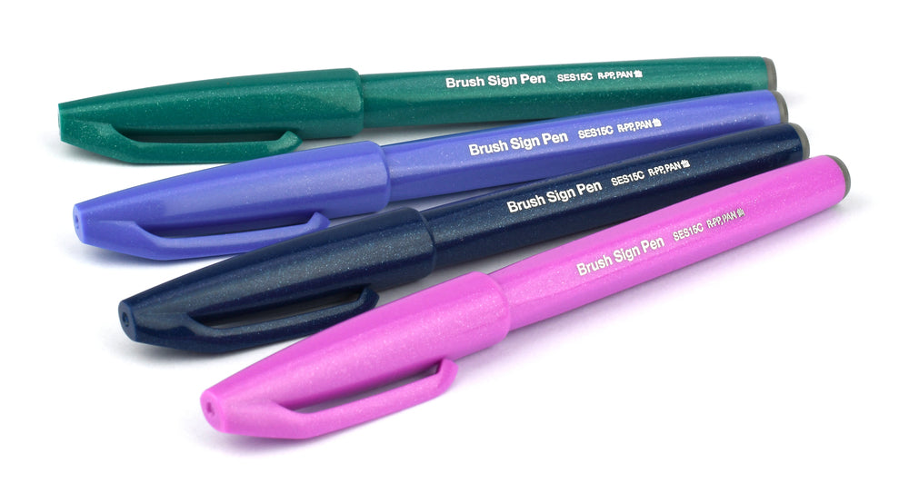 PENTEL FIBERPEN Brush Sign SES15C BERRY sæt m/4 STK