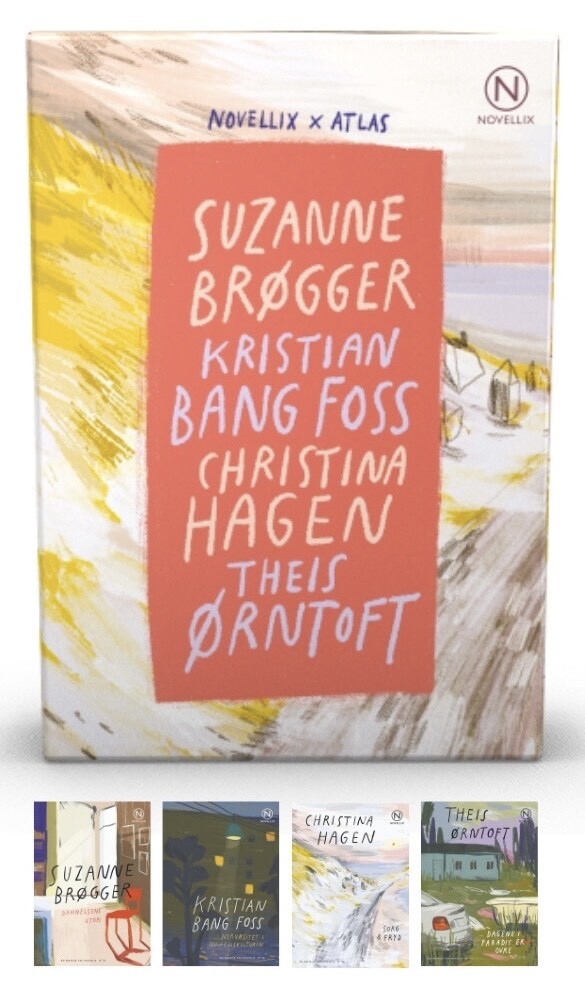 Gaveæske med fire essays af Brøgger, Bang Foss, Hagen & Ørntoft