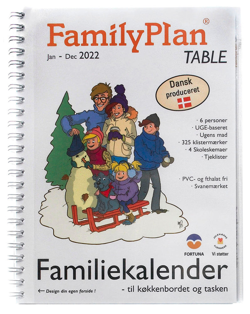 Familiekalender 2022 FamilyPlan table 6 person