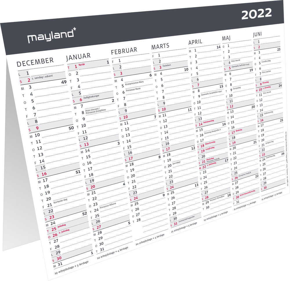 Bordkalender A5 moderne 2022 21 x 15 cm Mayland