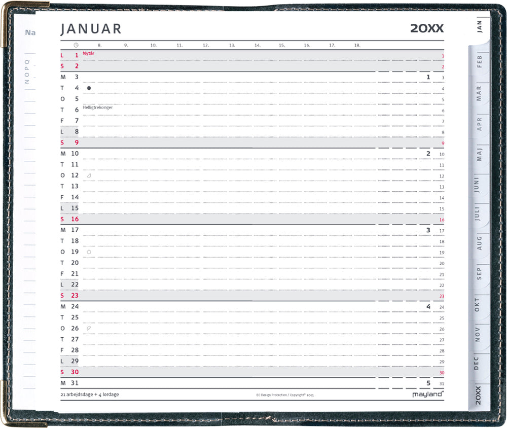 Index planner mini mørk grå 2022 8 x 13 cm Mayland