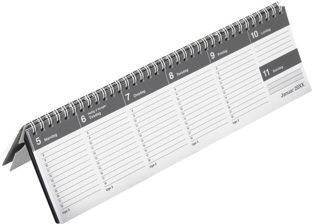Dag ugebordkalender grå pp 2022 30 x 9 cm Mayland