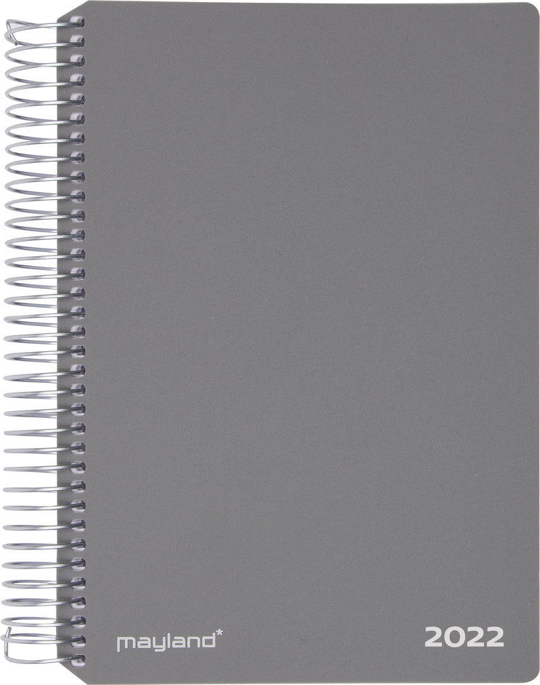 Spiralkalender 1 dag pp 2022 mørk grå 12 x 17 cm Mayland