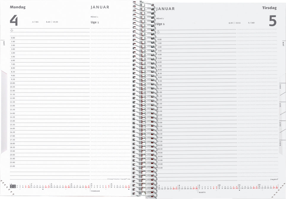 Timekalender 1 dag 2022 blad grøn trend 17 x 23,5 cm Mayland