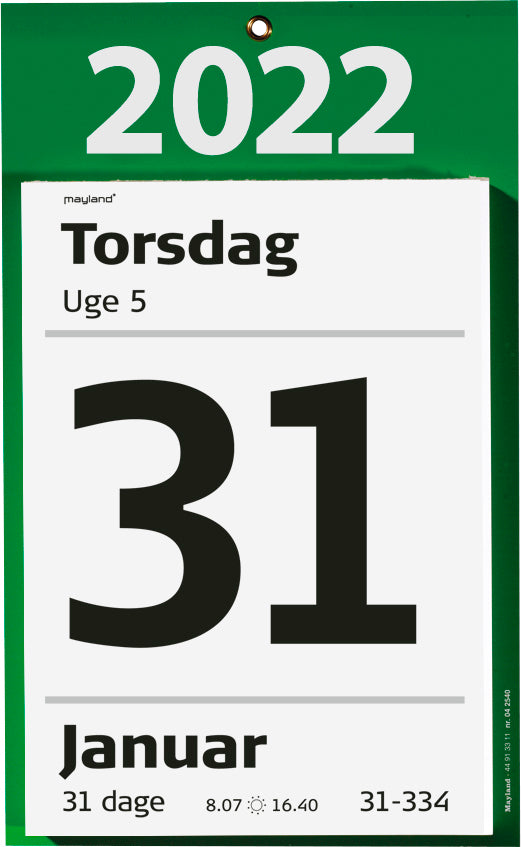 Kæmpe afrivningskalender m/bagsidetekst 2022 17x24cm Mayland