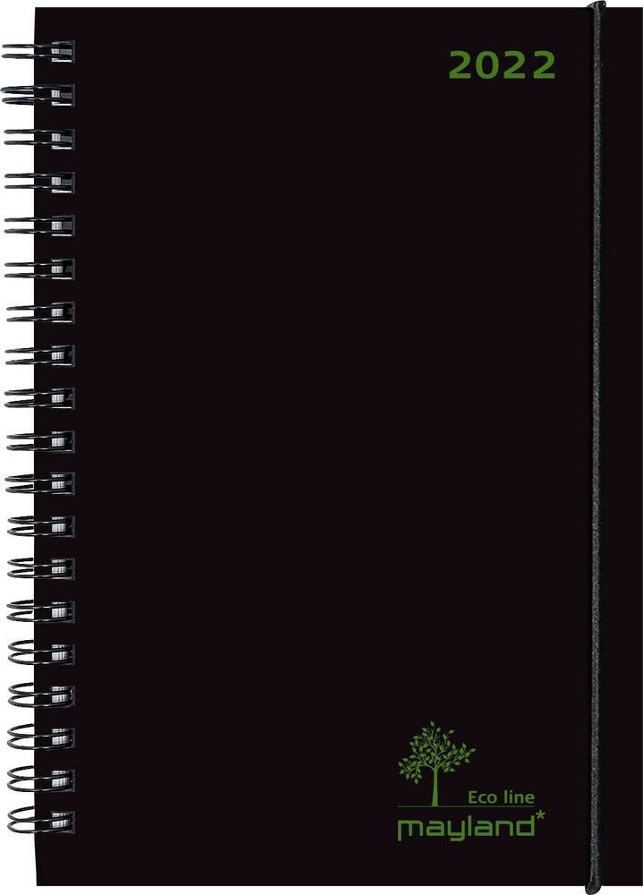 Eco line A5 ugekalender fiberpap sort 2022 15x21cm Mayland