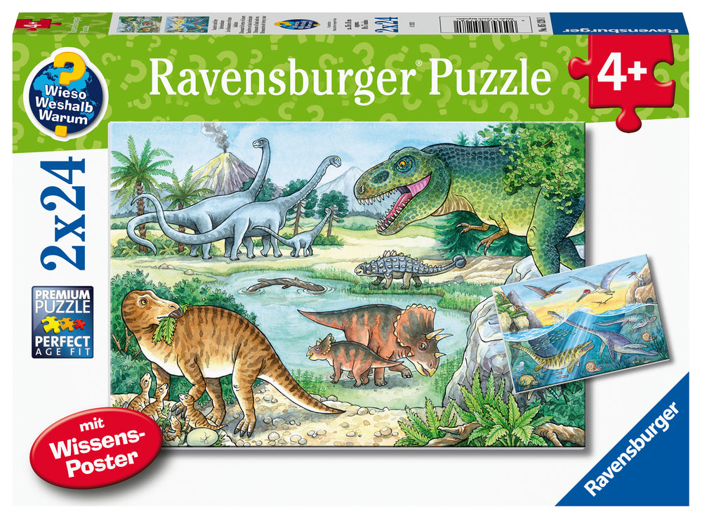 Puslespil Dinosaurs of land and sea 2x24 brikker