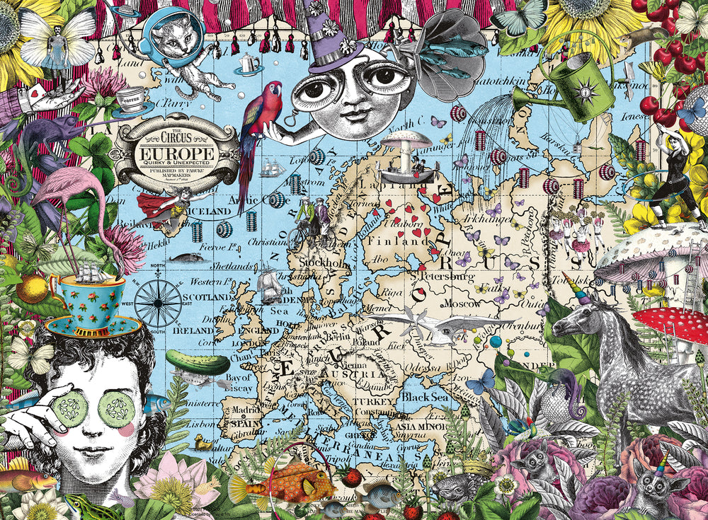 Puslespil European Map - Quirky Circus 500 brikker
