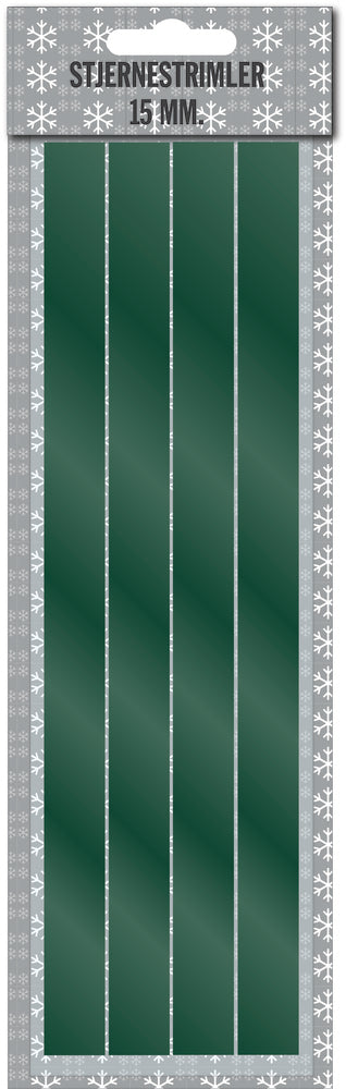 Stjernestrimler grøn mat metallic 15 mm 16 stk