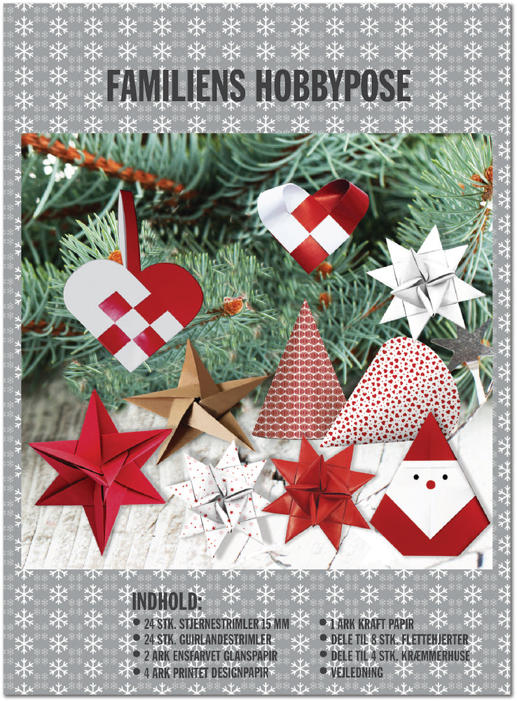 Hobbypose familie rød/hvid/kraft mix + stickersark